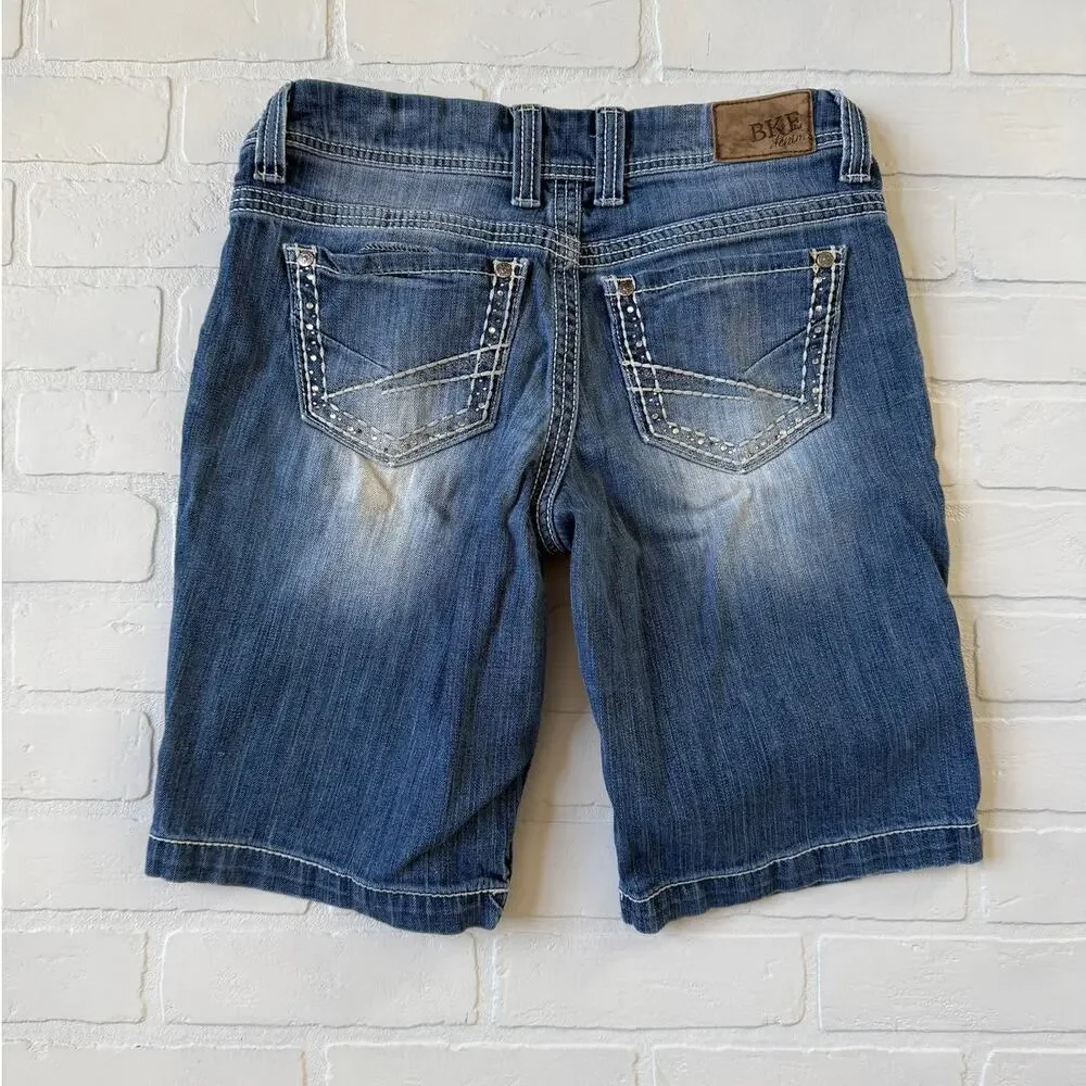 BKE Women's Payton Light Wash Denim Bermuda Jean Shorts sz 29